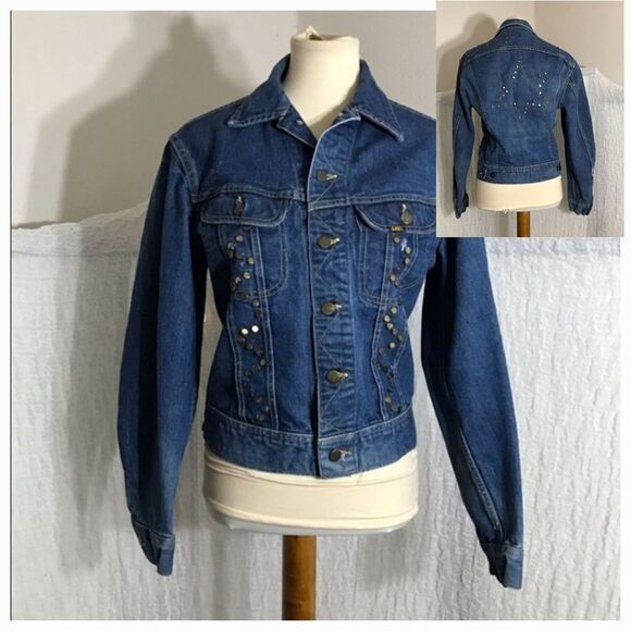 Lee Vtg Star Studded Denim Jacket Size - Picture 1 of 13